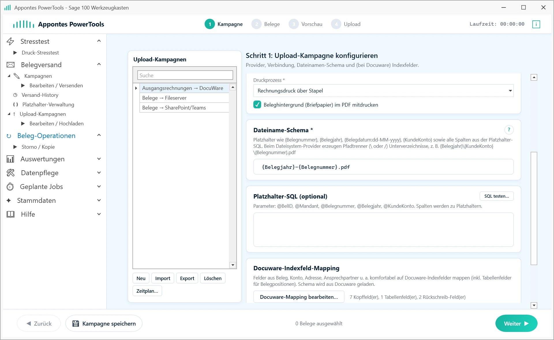 Appontes PowerTools: Upload-Kampagne – Ziel, Druckprozess, Dateiname