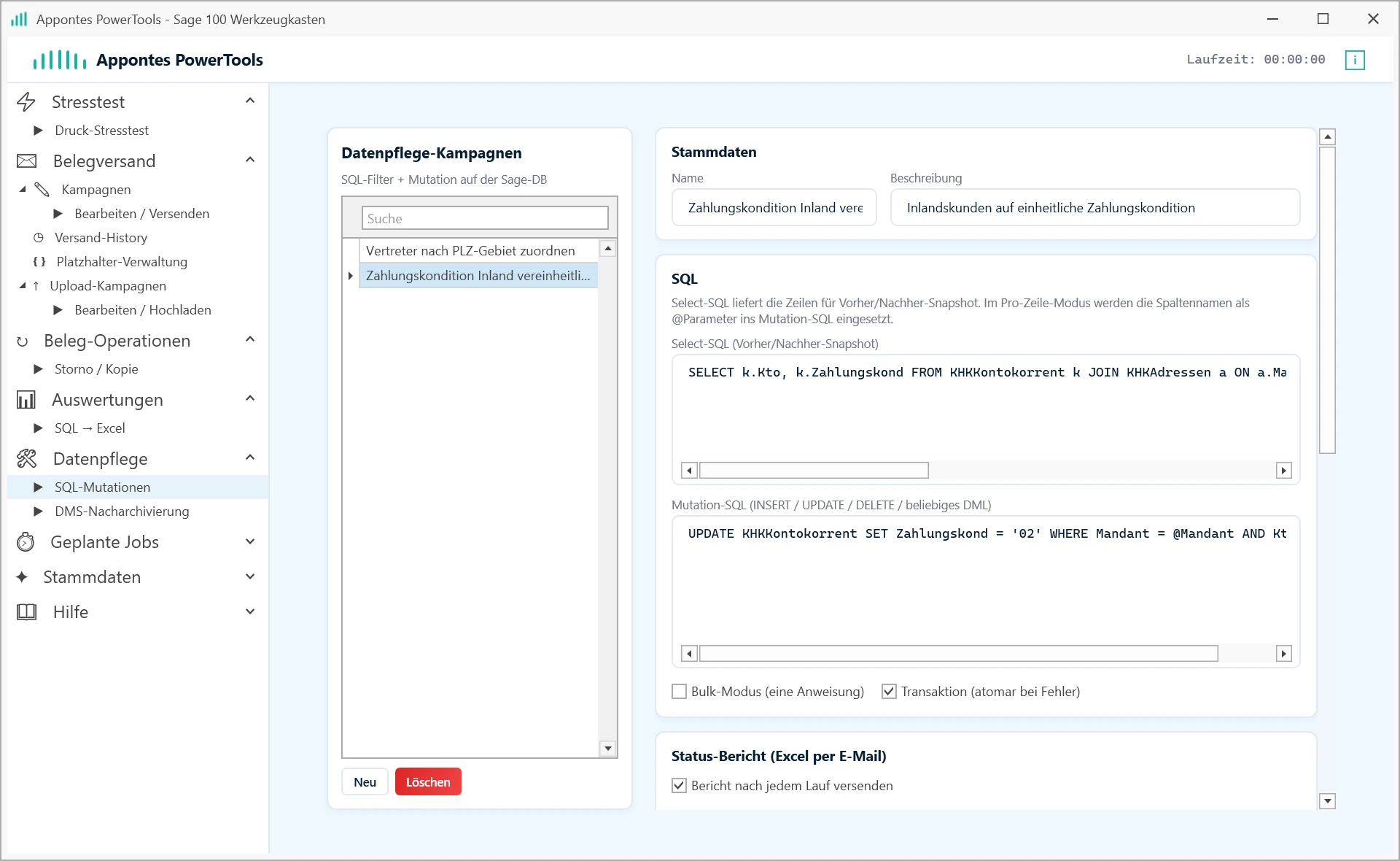 Appontes PowerTools: Datenpflege – Massenänderung mit Netz